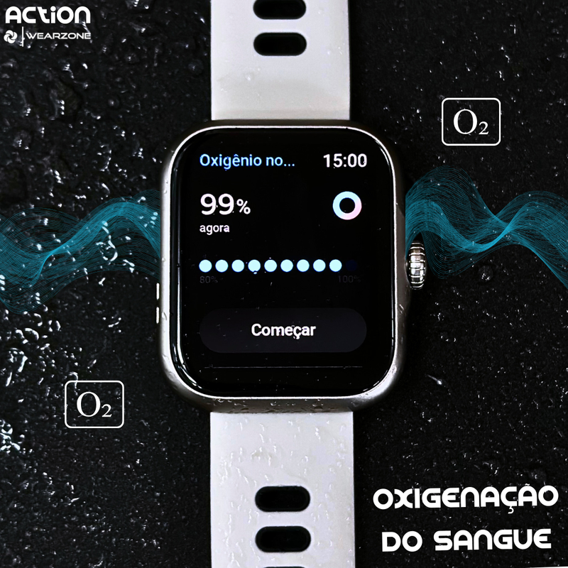 ACTION WEARZONE | Smartwatch Esportivo | A PROVA D'ÁGUA, GPS integrado e 7 Dias de Bateria