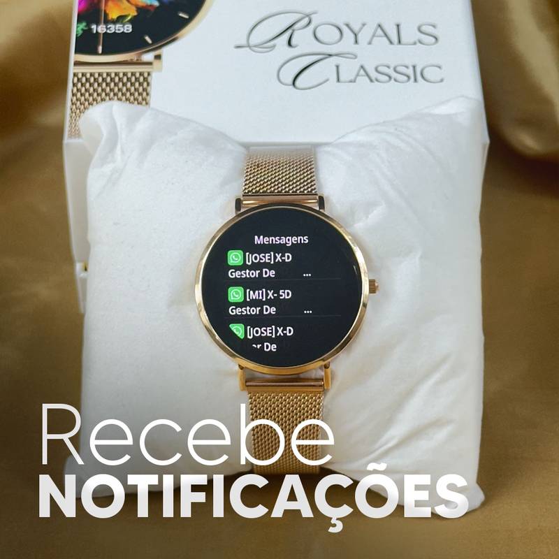 ROYALS CLASSIC WEARZONE | Smartwatch Elegante | AMOLED | VIDRO GORILLA GLASS até 3 Dias de Bateria