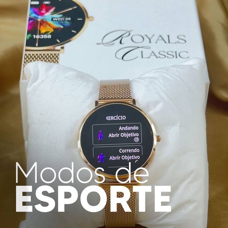 ROYALS CLASSIC WEARZONE | Smartwatch Elegante | AMOLED | VIDRO GORILLA GLASS até 3 Dias de Bateria