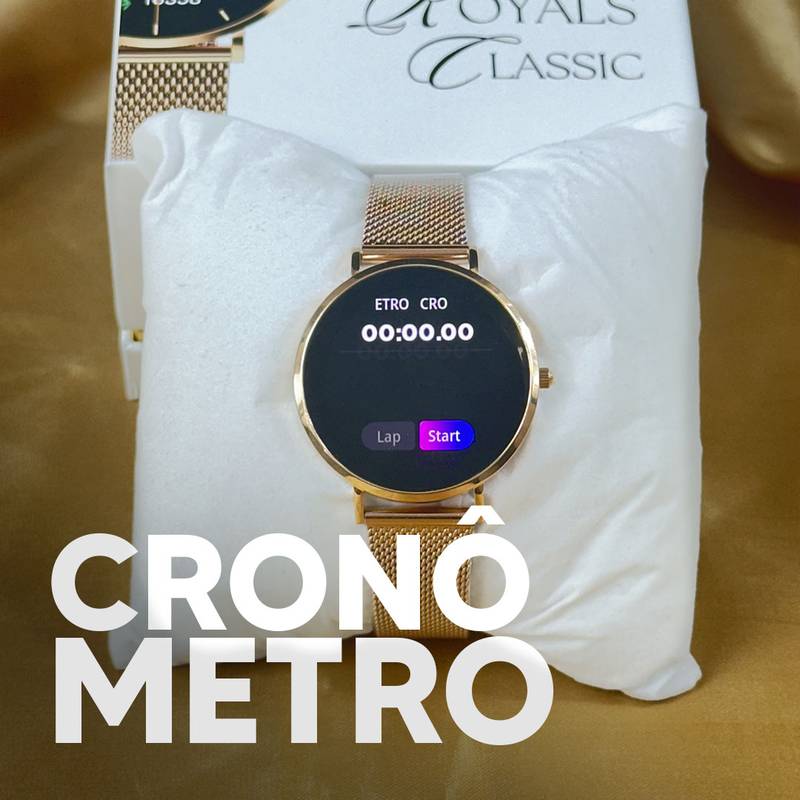 ROYALS CLASSIC WEARZONE | Smartwatch Elegante | AMOLED | VIDRO GORILLA GLASS até 3 Dias de Bateria